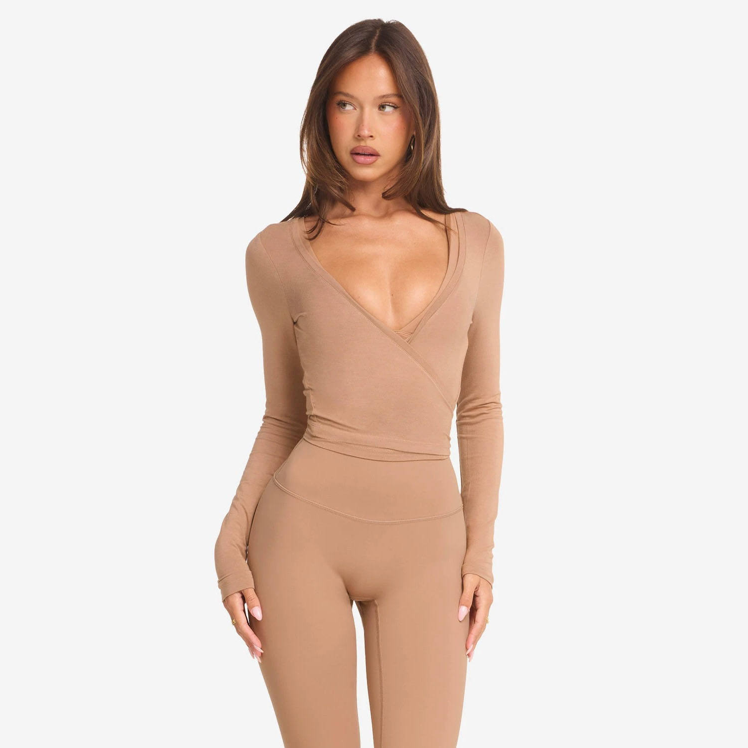 Nylon Spandex Soft Ballet Wrap Top Yoga Pilates Outfit Tie Rope Breathable Nude Feel Luxury Quick Dry Yoga Crop Top for Women