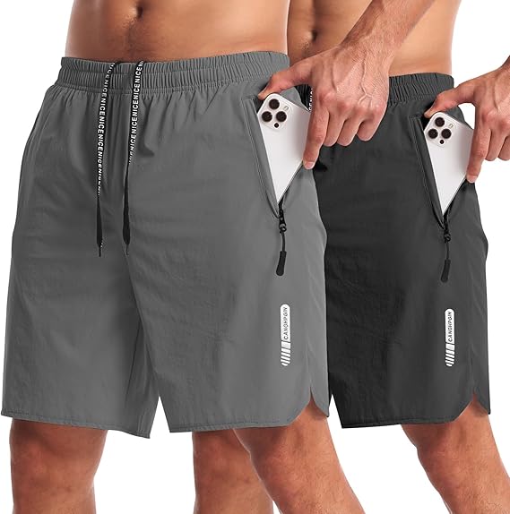 Men Workout Athletic Shorts 7 inch Inseam Quick Dry Hiking Shorts Men Lightweight Sports Gym Shorts Running